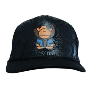 Baby ape character graphics snapback hat Blk/Blk